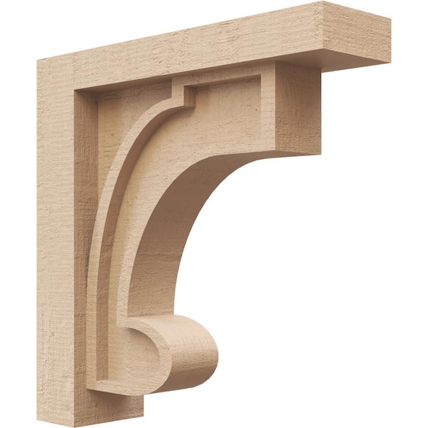 Ekena Millwork 3 in. x 12 in. x 12 in. Series 1 Thin Alma Rough Cedar Woodgrain Timberthane Polyurethane Corbel, Primed Tan