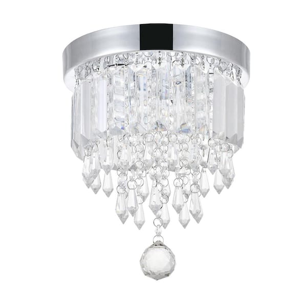 CASAINC 5-Light Vintage Silver Smart Contemporary LED Ceiling Crystal Chandeliers with Crystal Shades