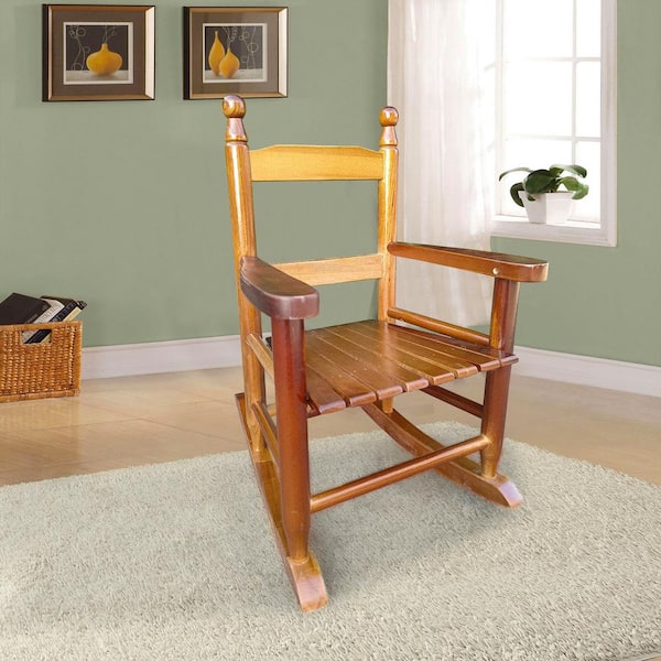 AUTMOON Children's Wood Indoor Outdoor Rocking Chair, Brown