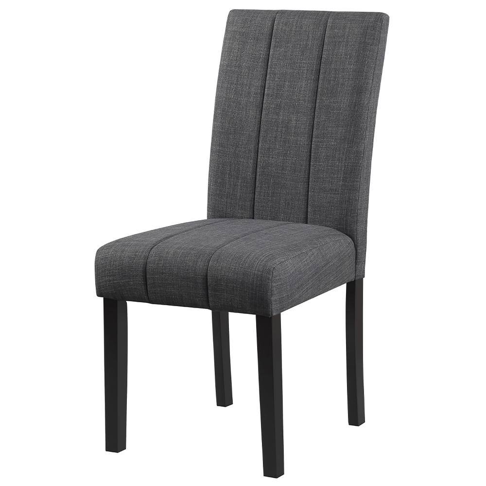 Kusa 45" Round Black Engineering Stone Dining Set with Gray Upholstered Chairs