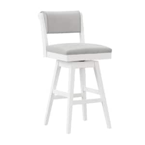 Clarion 30.5in. White Full Back Wood 42in. Bar Stool with Polyester Seat 1 Set of Included