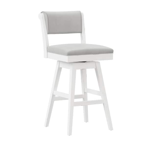 Hillsdale Furniture Clarion 30.5in. White Full Back Wood 42in. Bar Stool with Polyester Seat 1 Set of Included