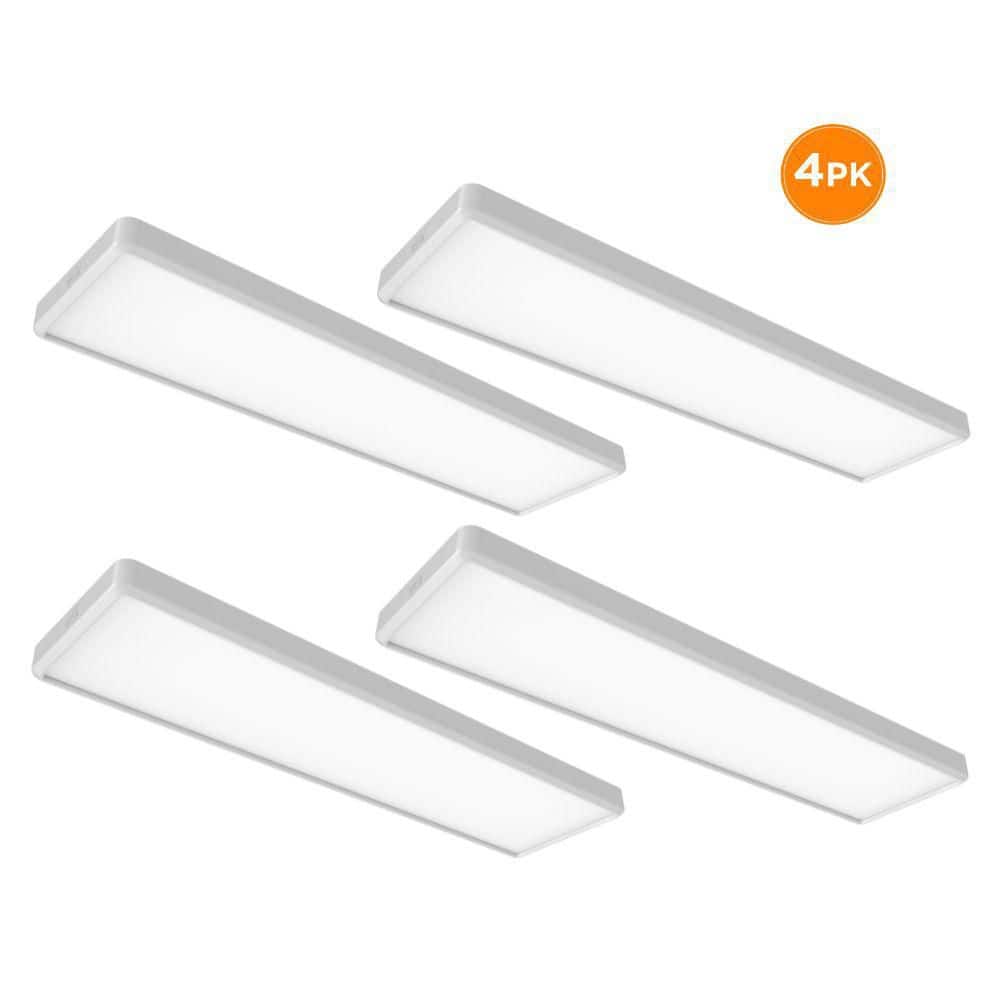4-Pack RUNDEN 4 ft. x 12 in. LED Flush Mount Ceiling Light, 4700LM, 55W, Selectable 3000K 4000K 5000K, Dimmable, White price history on PriceWatchPro