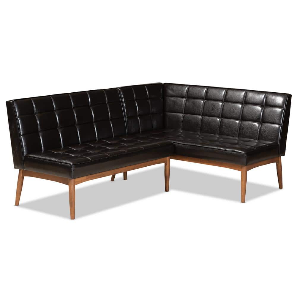 【最終値下げ】DINING SOFA　コーナー　単品 Baxton Studio Sanford Dark Brown and Walnut Brown Dining Sofa