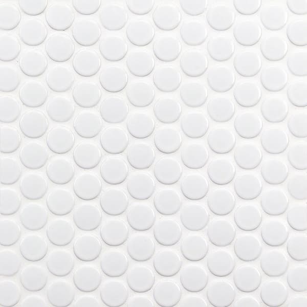 Ivy Hill Tile Joy White 12.32 in. x 12.99 in. Polished Ceramic Floor and Wall Mosaic Tile (1.11 Sq. Ft./Each)