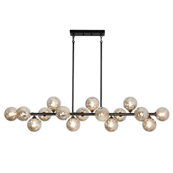 Unbranded 16 light Matte Black Gray Glass Bubble Chandelier Modern Chandeliers for Dining Room with no bulbs included