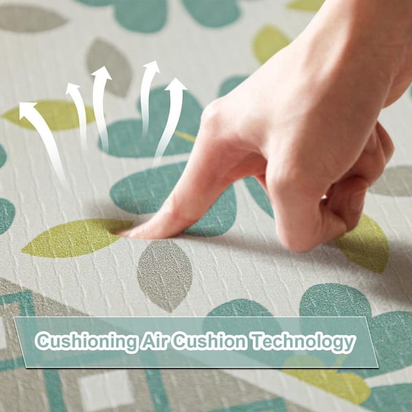 19.69 in. x 59.06 in. PU Leather Non-slip Floor Mat, Anti Fatigue Rug, Indoor Double-sided Anti-slip Mat, Green