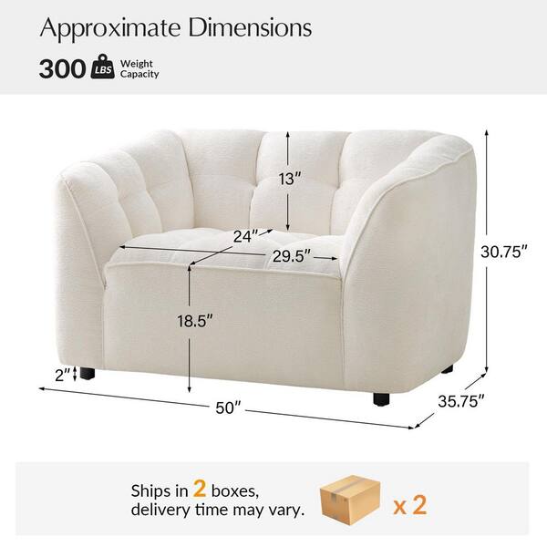 JAYDEN CREATION Hulda Ivory Boucle Oversized Armchair (Set of 2