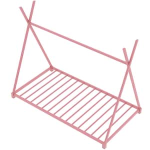 Pink Metal Frame Twin Size Platform Bed with Triangle Structure