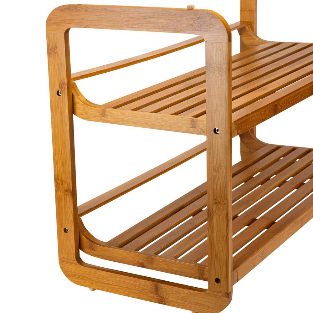 Caramel Bamboo 2-Tier Stackable Shoe Rack