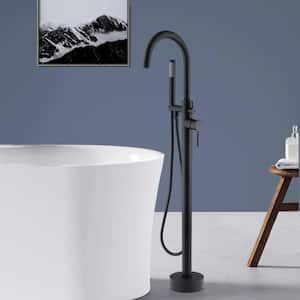 44.9 in. Single-Handle Classical Freestanding Bathtub Faucet with Hand Shower in Matte Black