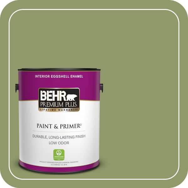 BEHR PREMIUM PLUS 1 gal. Home Decorators Collection #HDC-SP14-2 Exotic Palm Eggshell Enamel Low Odor Interior Paint & Primer