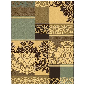 Ottohome Collection Non-Slip Rubberback Damask 5x7 Indoor Area Rug, 5 ft. x 6 ft. 6 in., Multicolor