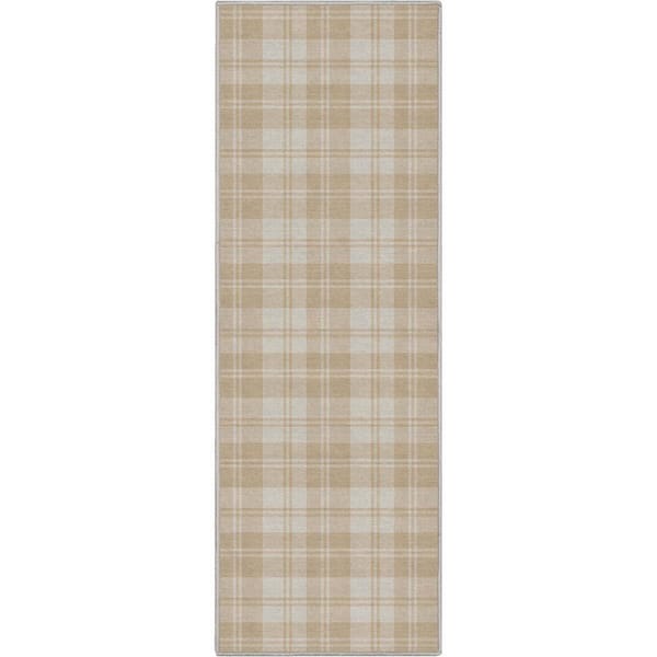 Beige Brown 2 ft. x 5 ft. Runner Apollo Plaid Farmhouse Geometric Area Rug