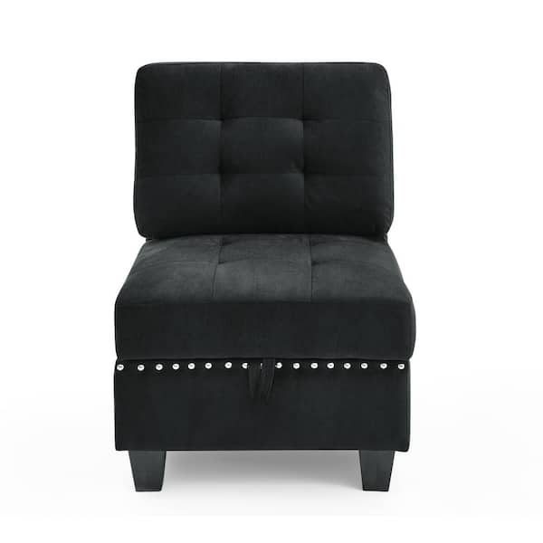 Unbranded Black Velvet Side Chair (Set of 1)