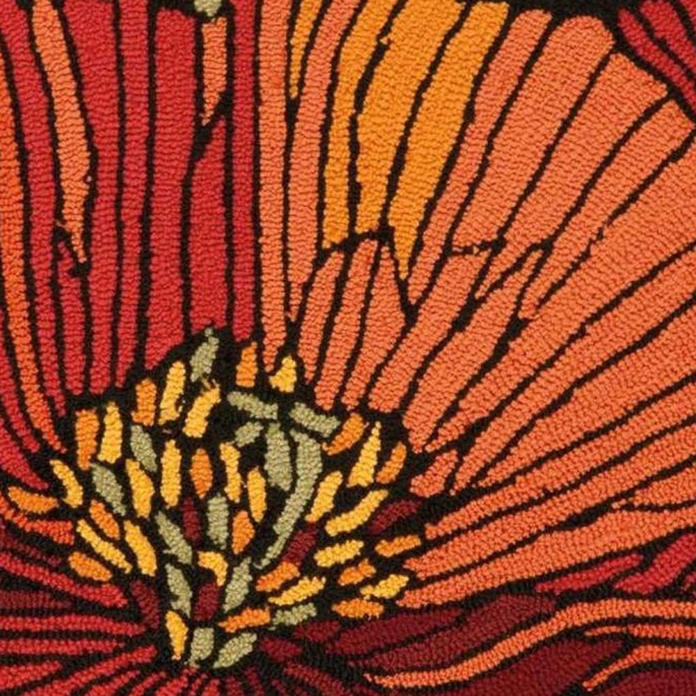 2 ft. x 3 ft. Black and Orange Floral Hand Hooked Area Rug