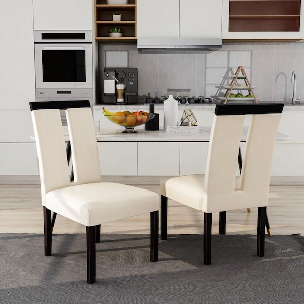 Quincie White and Black Faux Leather Upholstered Dining Chair (Set of 2)