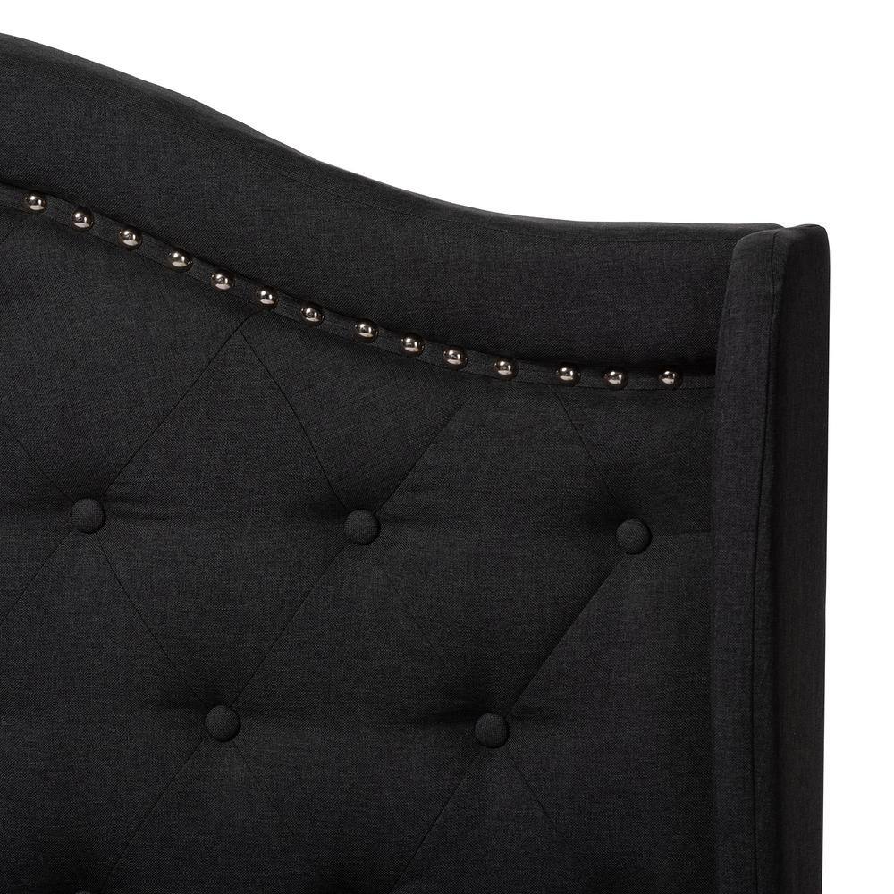 Black King Upholstered Wingback Bed with Tufted Headboard
