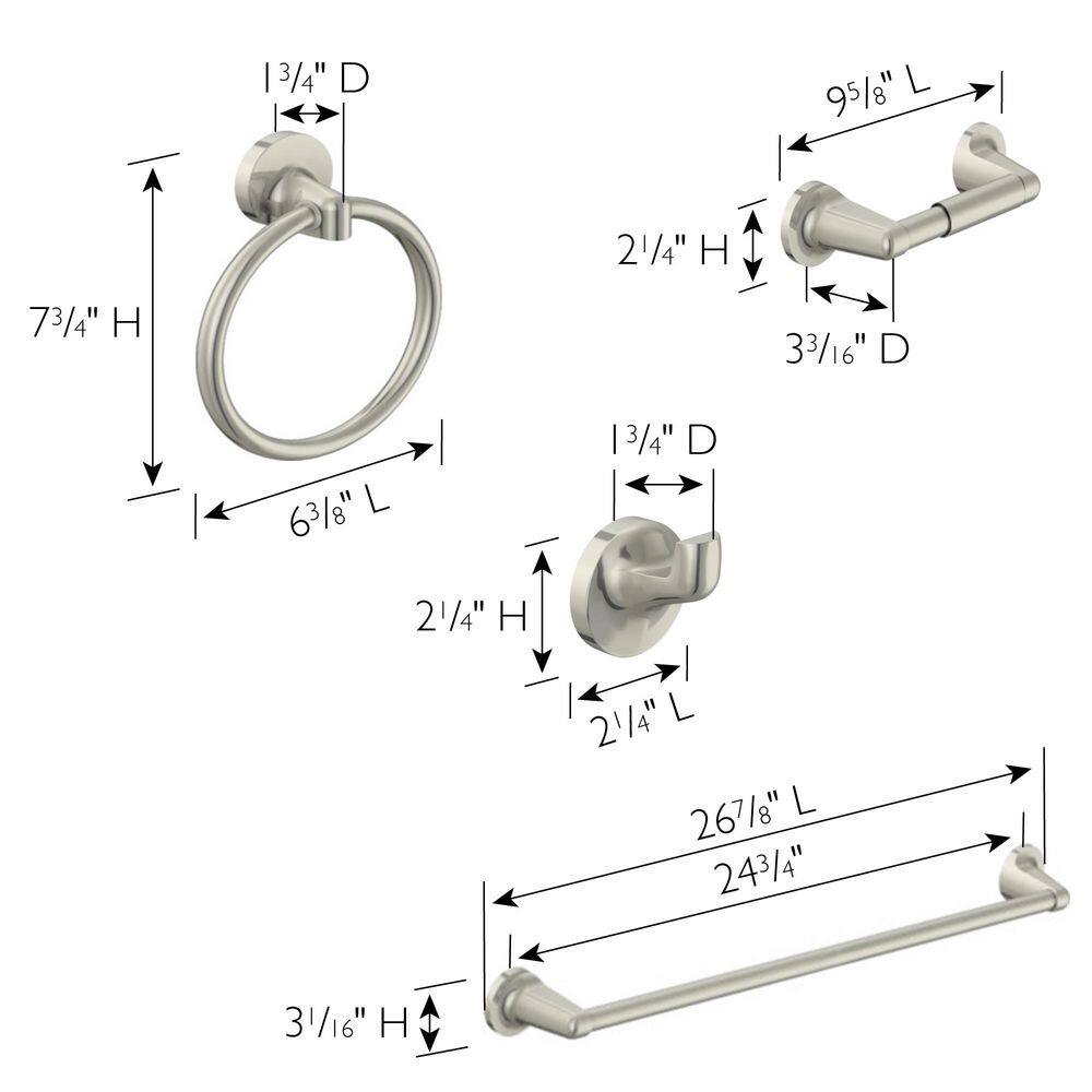 Alta Bay Brushed Nickel 4-Piece Bathroom Accessory Kit