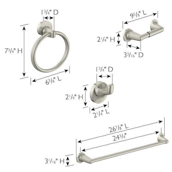 Alta Bay 4-Piece Bathroom Hardware Accessory Kit in Brushed Nickel