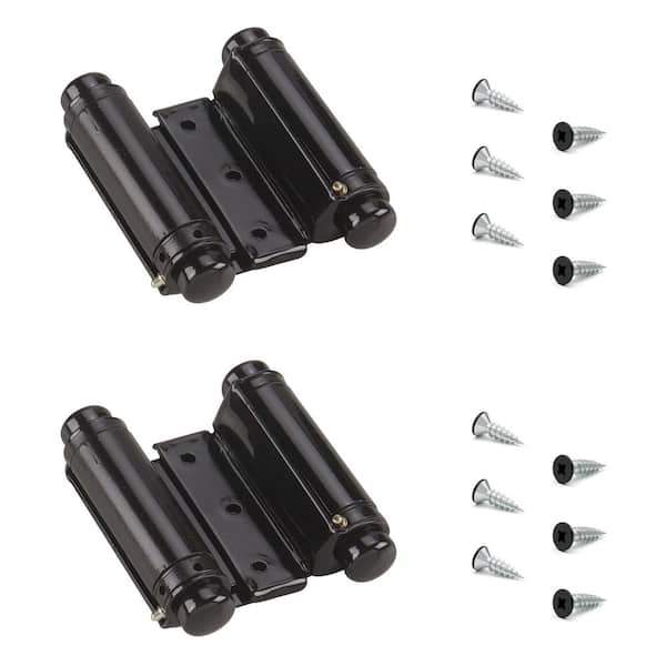 5-13/16 in. x 3-3/4 in. Black Self Closing Double Action Hinge (2-Pack)