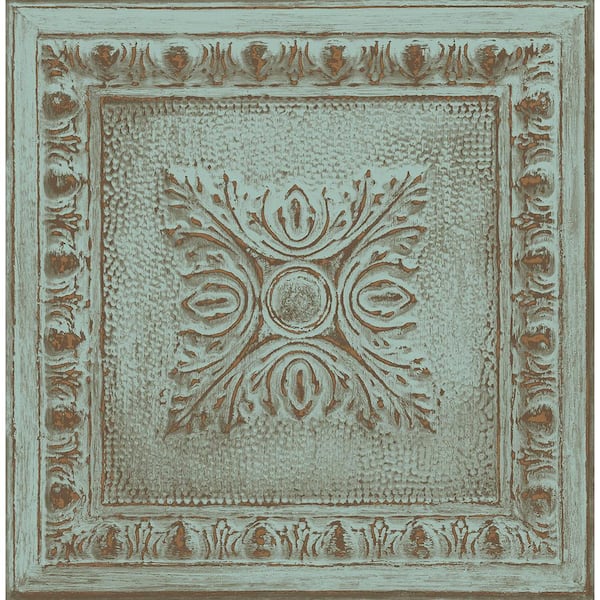 A-Street Prints Hillman Turquoise Ornamental Tin Tile Paper Strippable Roll (Covers 56.4 sq. ft.)