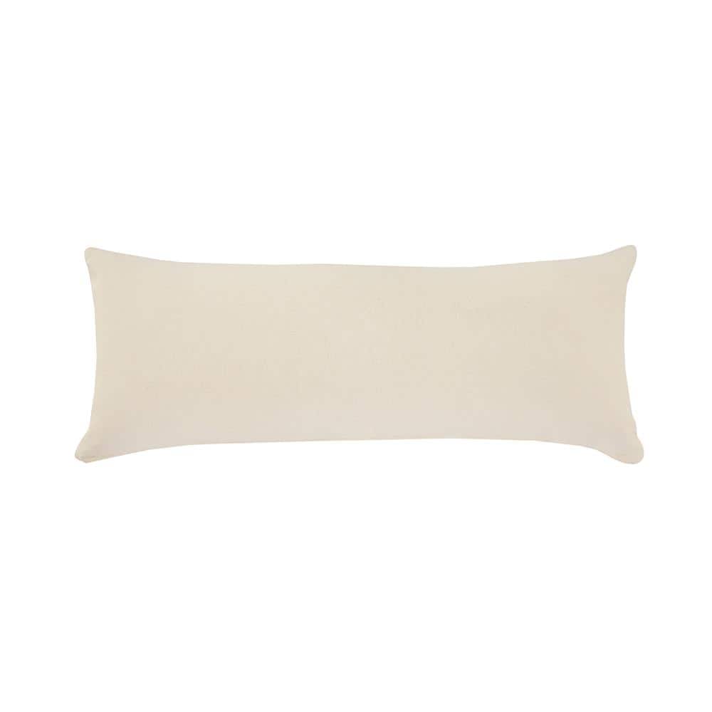 Dusty Blue and White Striped Tufted Lumbar Throw Pillow, 14" x 36"