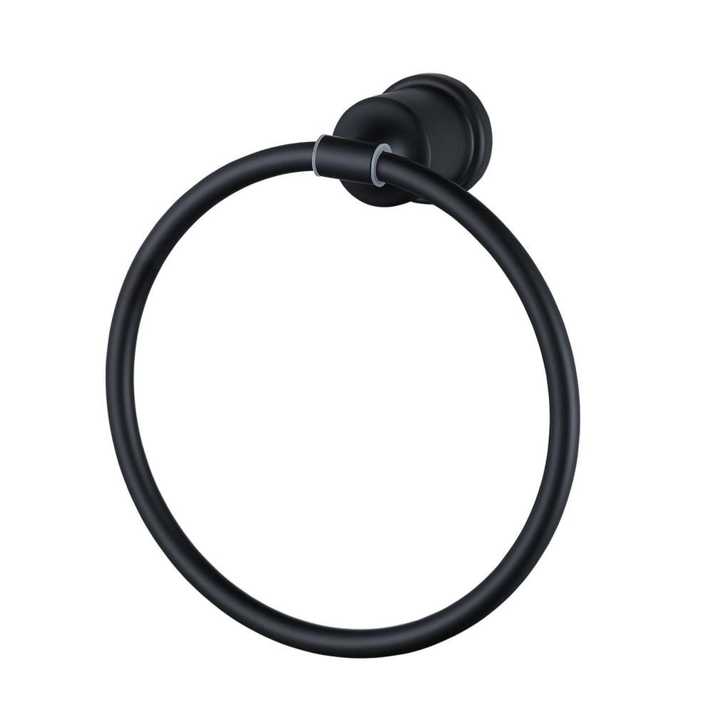 IVIGA Matte Black Towel Ring for Bathroom 1 Pack, Stainless Steel