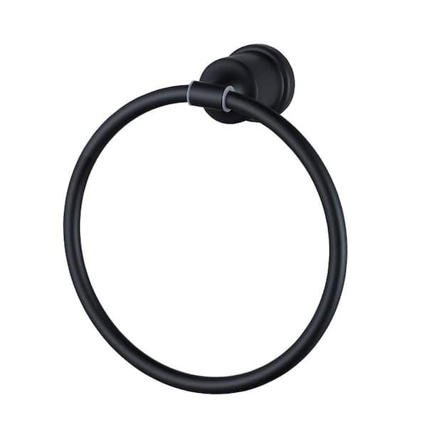 IVIGA Stainless Steel Wall Mounted Round Closed Towel Ring Bath Hardware Accessory with Concealed Hardware in Matte Black
