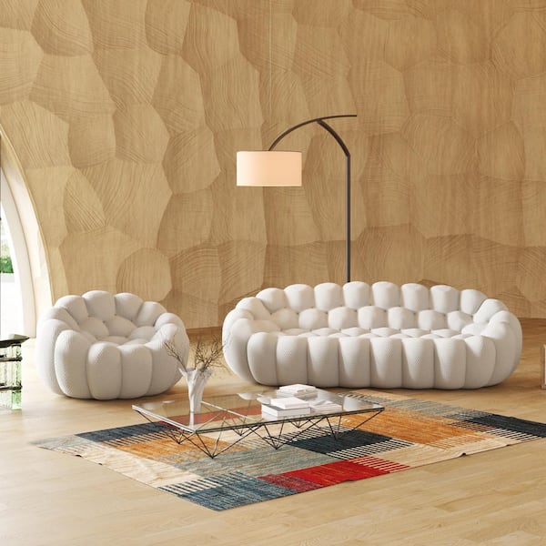 J&E Home 78.74 in. W Flared Arm 3D Knitted Polyester 2-piece