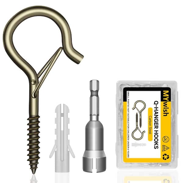 1.34 in. Bronze Cup Hook, 40 lbs. Capacity Q Hanger Hooks with Safety Buckle (20-Pack)