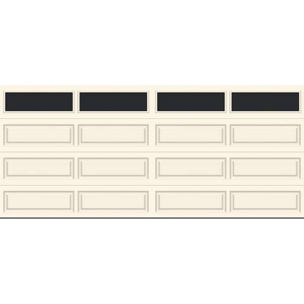 Classic Steel Long Panel 16 ft. x 7 ft. Insulated 6.5 R-Value Almond Garage Door with windows
