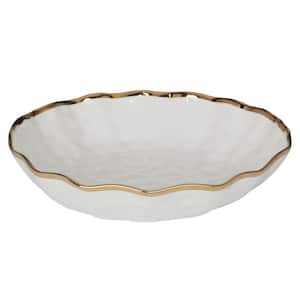 13 in. 101 fl. oz. Multi-Colored Porcelain Regency Gold Serving Bowl