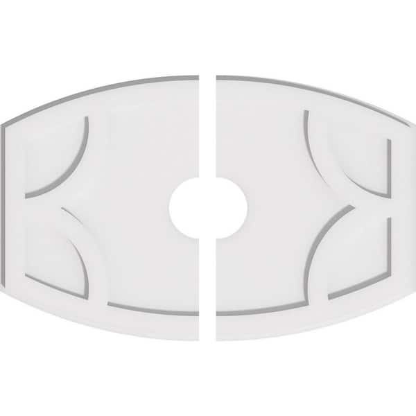 Ekena Millwork 26 in. W x 17-3/8 in. H x 4 in. ID x 1 in. P Kailey Architectural Grade PVC Contemporary Ceiling Medallion (2-Piece)