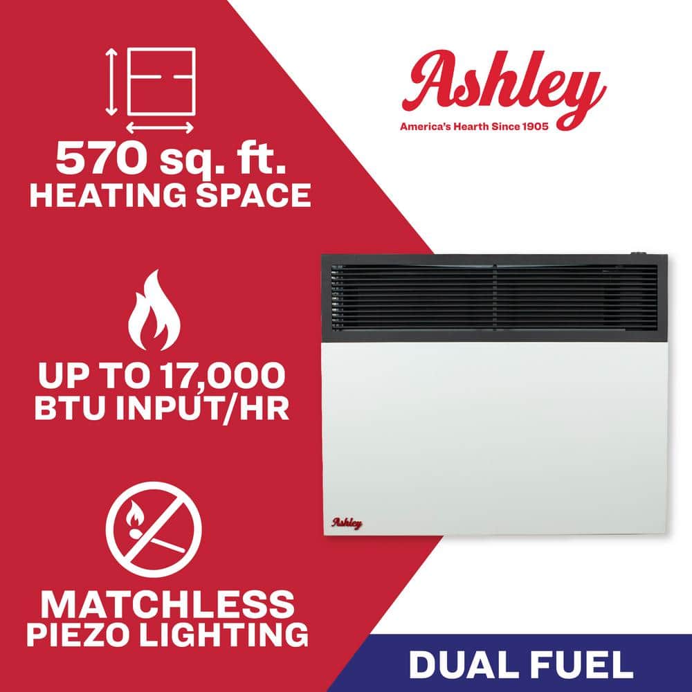 Ashley 17,000 BTU Black and White Stainless Steel Wall Heater