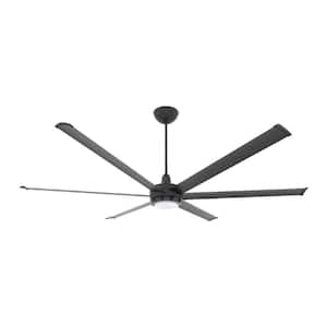 es6 - Smart Indoor/Outdoor Ceiling Fan, 84" Diameter, Black, Universal Mount with 20" Ext Tube - with Downlight LED