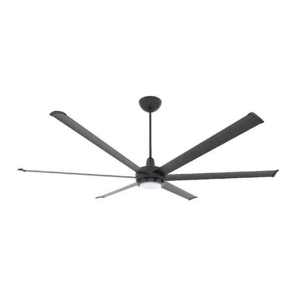 Big Ass Fans es6 - Smart Indoor/Outdoor Ceiling Fan, 84" Diameter, Black, Universal Mount with 20" Ext Tube - with Downlight LED