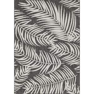 Outdoor Botanical Palm Charcoal 7 ft. 1 in. x 10 ft. Area Rug