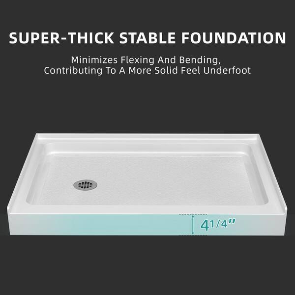 Distinct 48 48 X 32 Acrylic Alcove Or Corner Shower Base With Back Center Drain