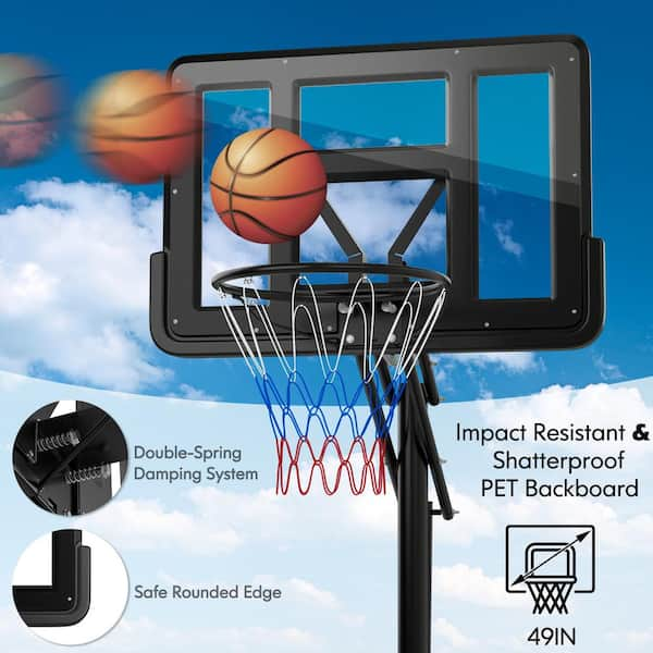 HONEY JOY Portable Basketball Hoop 8-10FT Height Adjustable