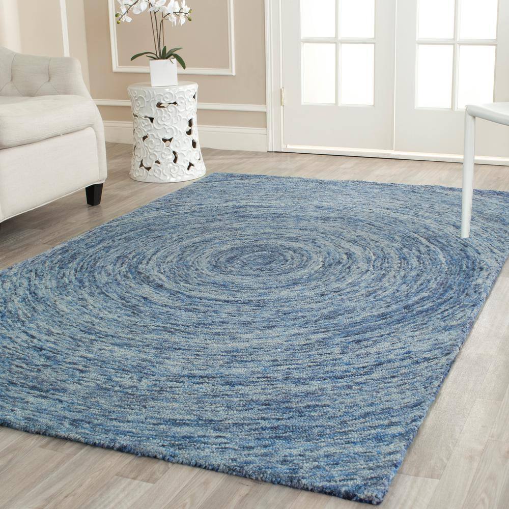 Hand-Tufted Dark Blue and Multi Wool Accent Rug, 2' x 3'