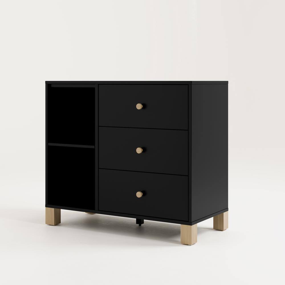 Black and Driftwood 3-Drawer Combo Nursery Dresser