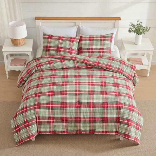 Laura Ashley Mulholland Plaid 3-Piece Burgundy/Green Cotton