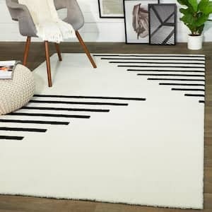 Walsh White 8 ft. x 10 ft. Modern Striped Area Rug