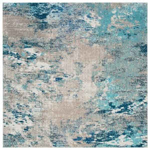 Madison Blue/Gray 4 ft. x 4 ft. Abstract Gradient Square Area Rug