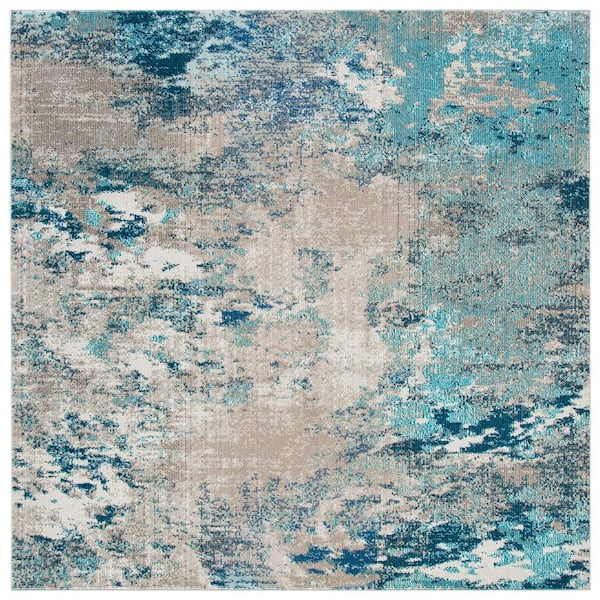 SAFAVIEH Madison Blue/Gray 8 ft. x 8 ft. Abstract Gradient Square Area Rug