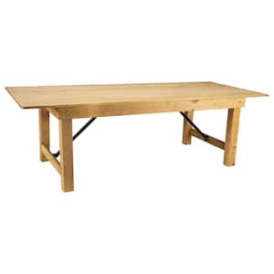 Light Natural Wood 4-Leg Dining Table (Seats 8)