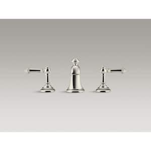 Artifacts 8 in. Widespread 2-Handle Bell Design Bathroom Faucet in Vibrant Polished Nickel with Lever Handles