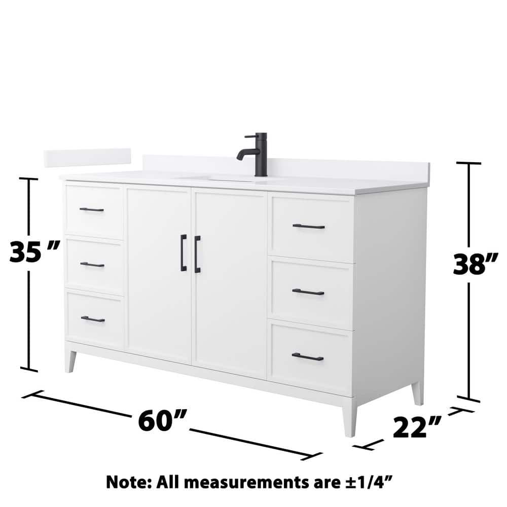 Elan 60'' White Single Bathroom Vanity with Cultured Marble Top
