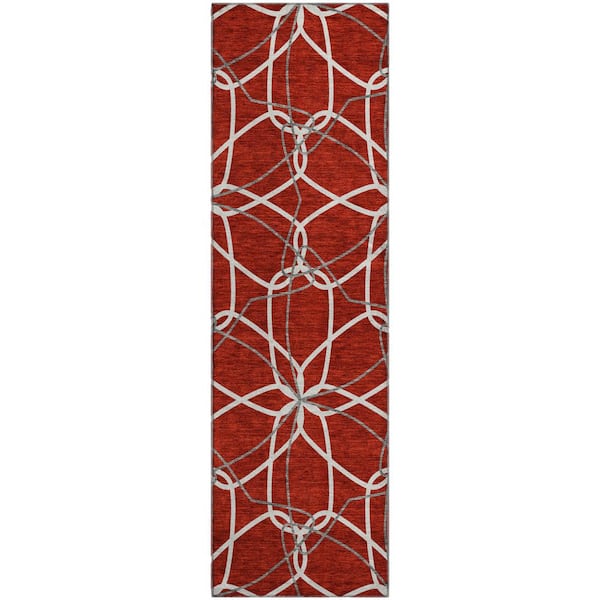 Addison Rugs Mayfield Premium Machine Washable Abstract AMF950 Red 2 ft. 3 in. x 7 ft. 6 in. Runner Rug